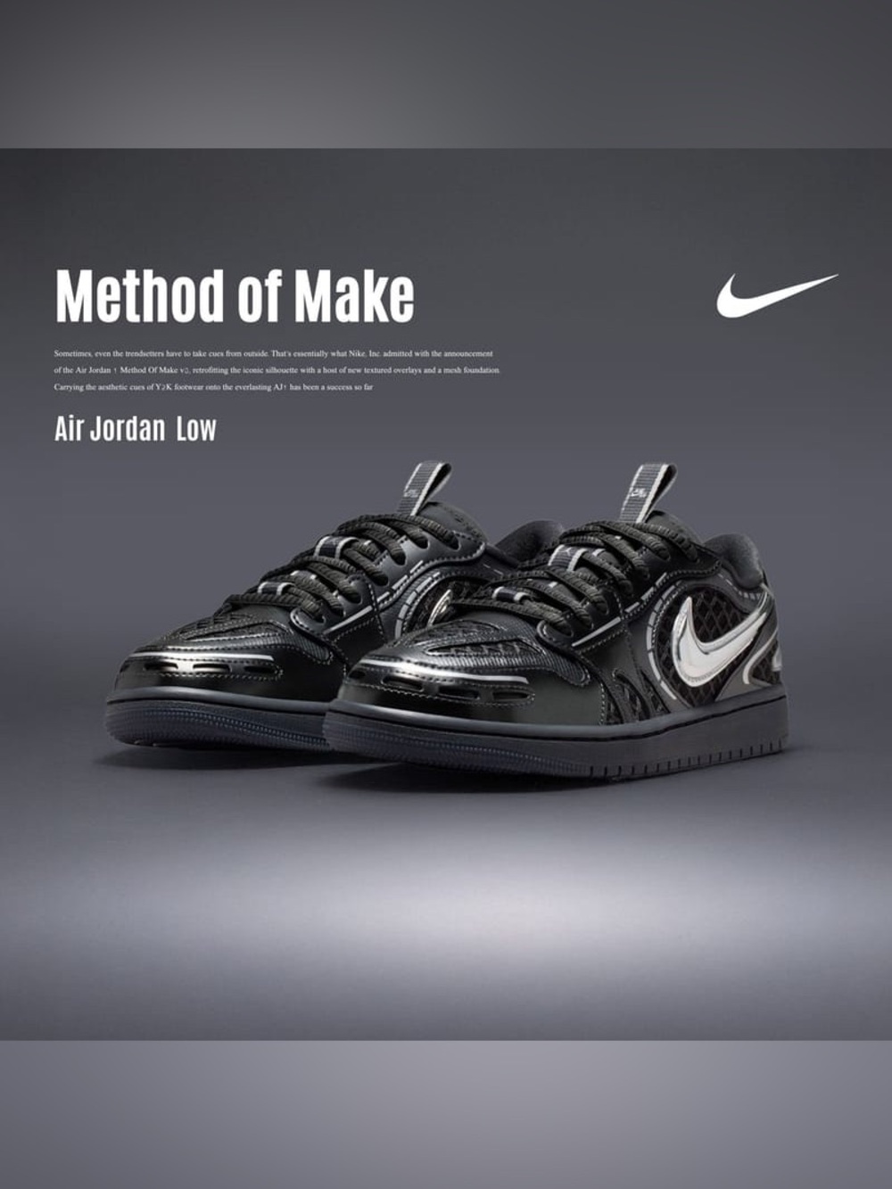 Nike WMNS Air Jordan 1 Low Method Of Make V3 Black HQ2186-001 Women's Size